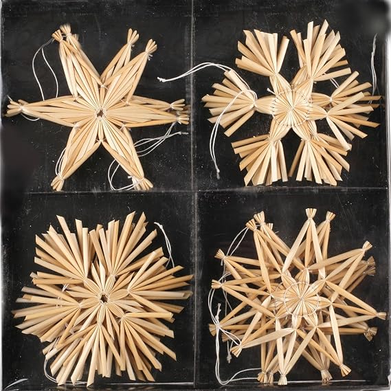 Annastore Hanging Straw Stars Various Sizes - Straw Stars Tree Decoration Christmas Tree Decoration