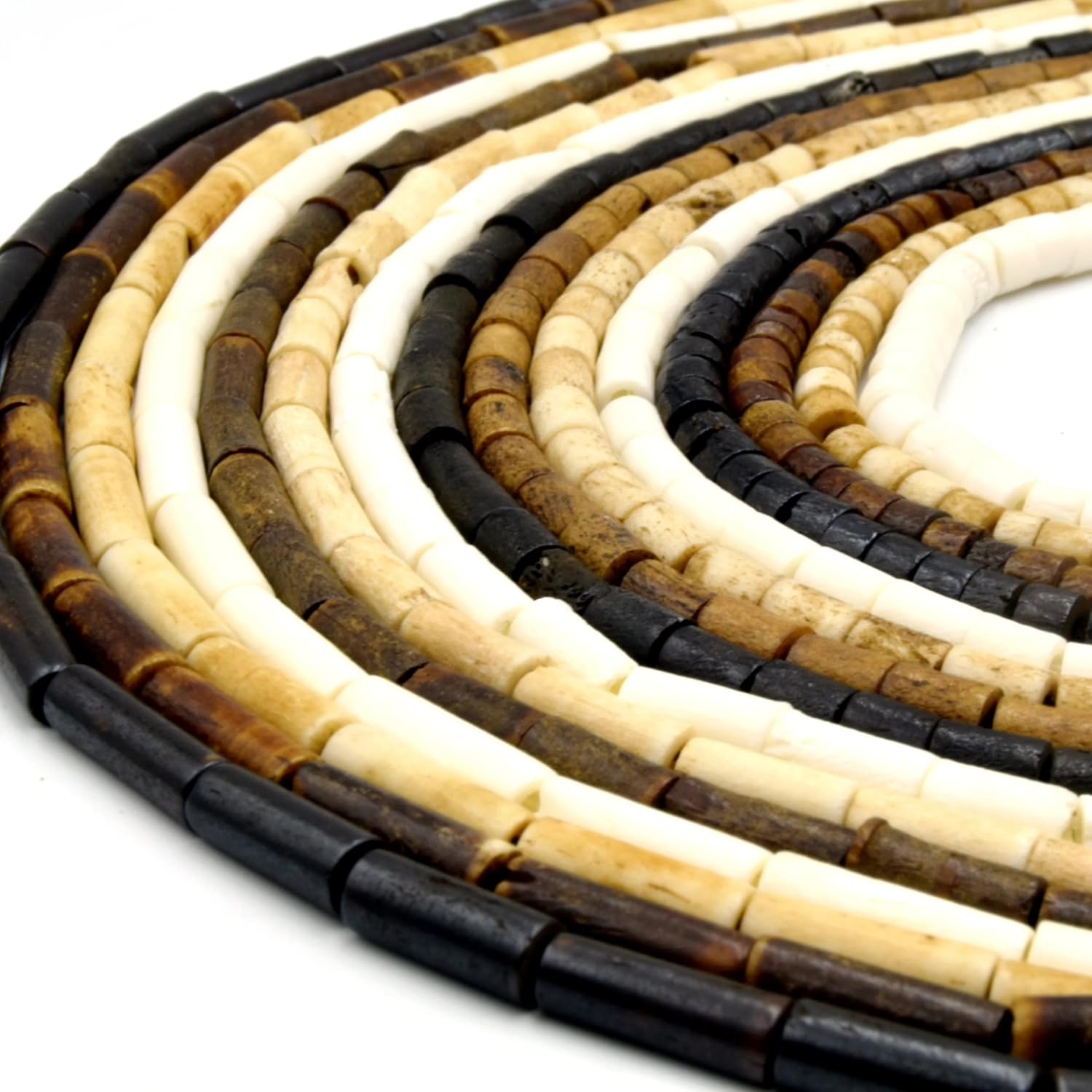 Bone Beads | Ox Bone Straight Tube Beads | Dark Brown 9mm