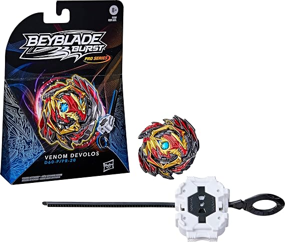 BEYBLADE Burst Pro Series Venom Devolos Spinning Top Starter Pack - Attack Type Battling Game Top with Launcher Toy