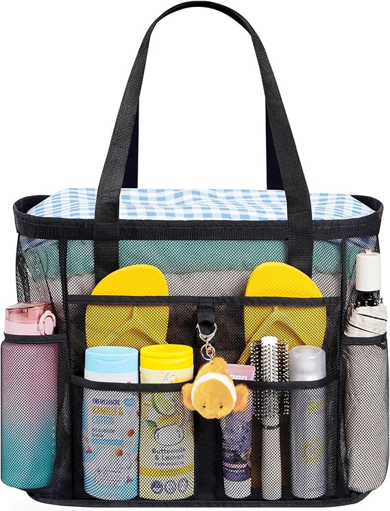 Lifewit Mesh Beach Bag, Large Travel Tote with 8 Pockets, Quick-Drying Family Pool Swim Bag, Vacation Essentials for Women
