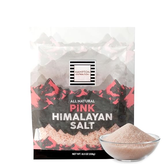 Himalayan Pink Salt, 8 Ounce Bag, Fine Grain Himalayan Salt, All Natural, Kosher, Vegan, Gluten Free, Pure Gourmet Pink Salt, Hampton Distribution