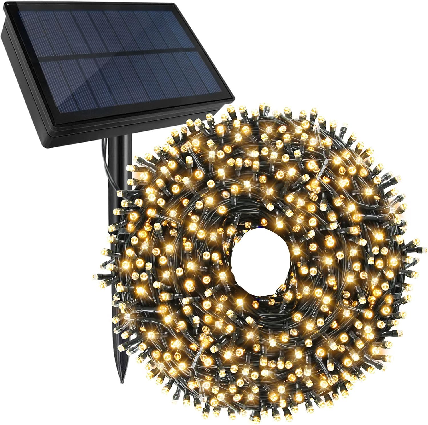 Tcamp Solar Outdoor Lights, 164Ft 500 LED Solar Christmas Lights Outdoor Waterproof with Remote, 8 Modes Solar Powered Fairy String Lights for Christmas Tree Wedding Party Holiday Decor Warm White