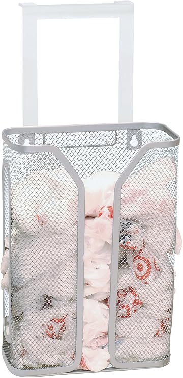 Deco Brothers Over The Cabinet Door Grocery Bag Holder, Silver