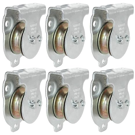 6 Pack Wall Mounted Pulley 1-1/2 Inch Wall and Ceiling Mount Single Pulley for 3/8" Wire or Rope, Zinc-Plated