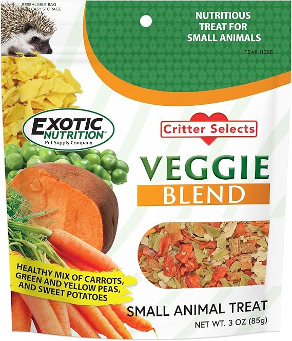 Veggie Blend (3 oz.) - Healthy Natural Mixed Dried Vegetable Treat - Sweet Potatoes, Carrots, Peas - for Degus, Chinchillas, Prairie Dogs, Rabbits, Sugar Gliders, Hedgehogs, Guinea Pigs & Small Pets...