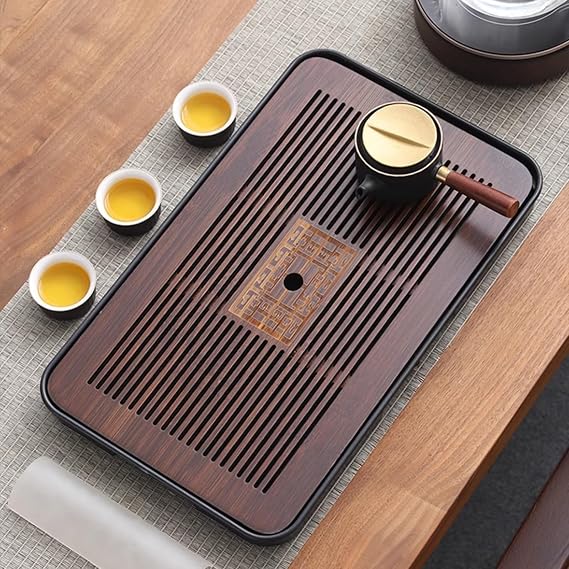 17 Inch Chinese Gongfu Bamboo Tea Tray with Water Storage for Kungfu Tea Set