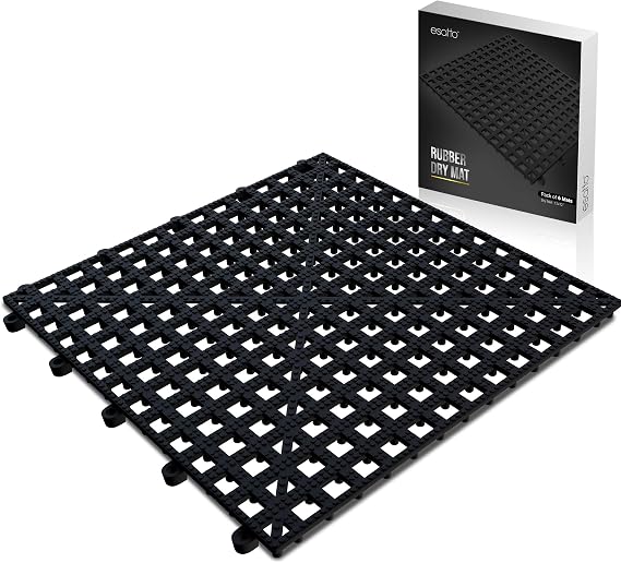 Esatto Interlocking Shelf Mats for Spills, Clean Bars, Stain Protection, and an Anti-Slip Surface (6, Black)