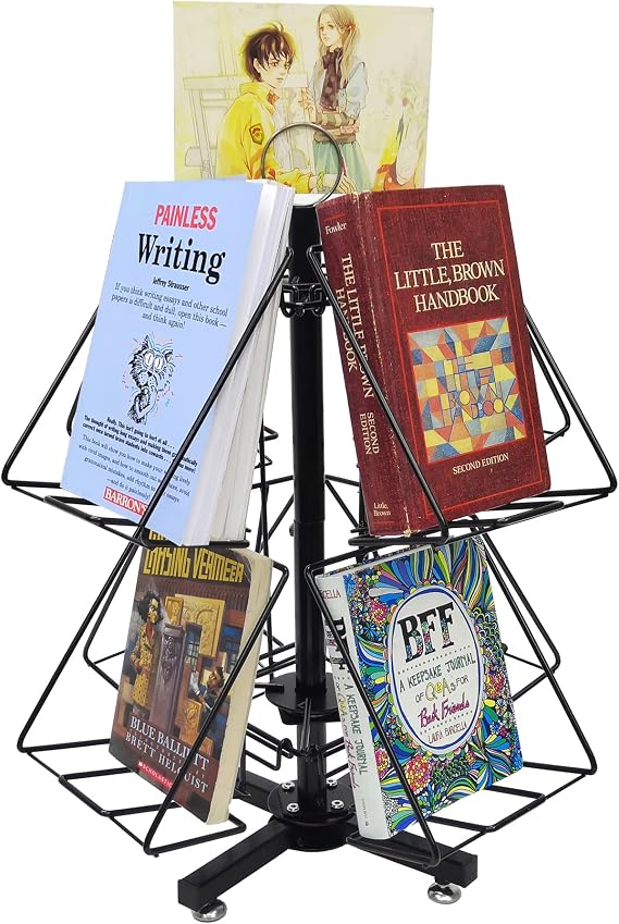 FixtureDisplays DVD Book CD Spinner Rack Post Card Greeting Card Birthday Card Display.Pocket Size: 6.54"Wide X 7.5"High, 8 Pockets. 1113-BK28