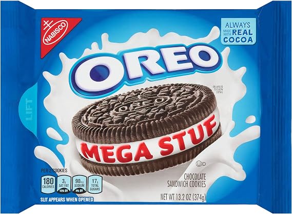Oreo Mega Stuffed Chocolate Cookies, 13.2 Ounce