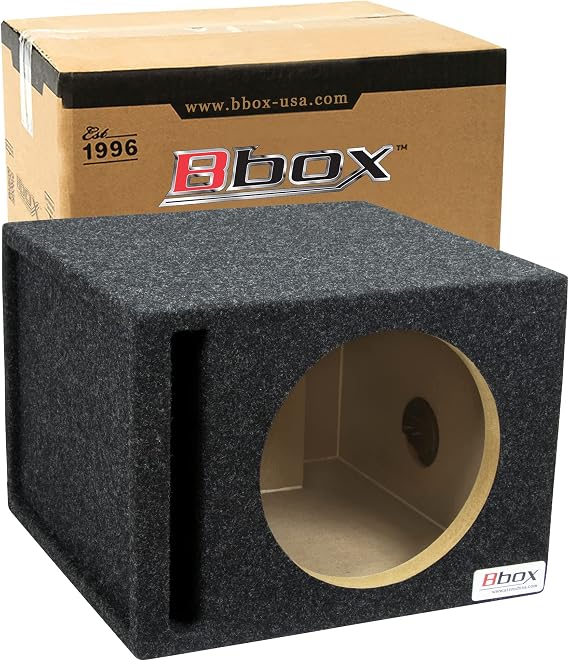 Bbox Pro-Tuned 10 Single Vented Subwoofer Carpeted Enclosure - Subwoofer Box Improves Audio Quality, Sound & Bass,Charcoal