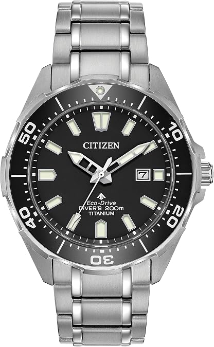 Citizen Men's Promaster Sea Eco-Drive Stainless Steel Watch, 3-Hand Date, One-Way Rotating Bezel, ISO Compliant, Luminous Hands and Markers