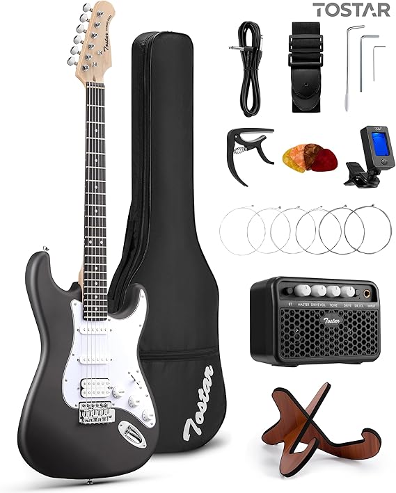Tostar Electric Guitar Kit for Beginners with 39" Lightweight Body, Gray