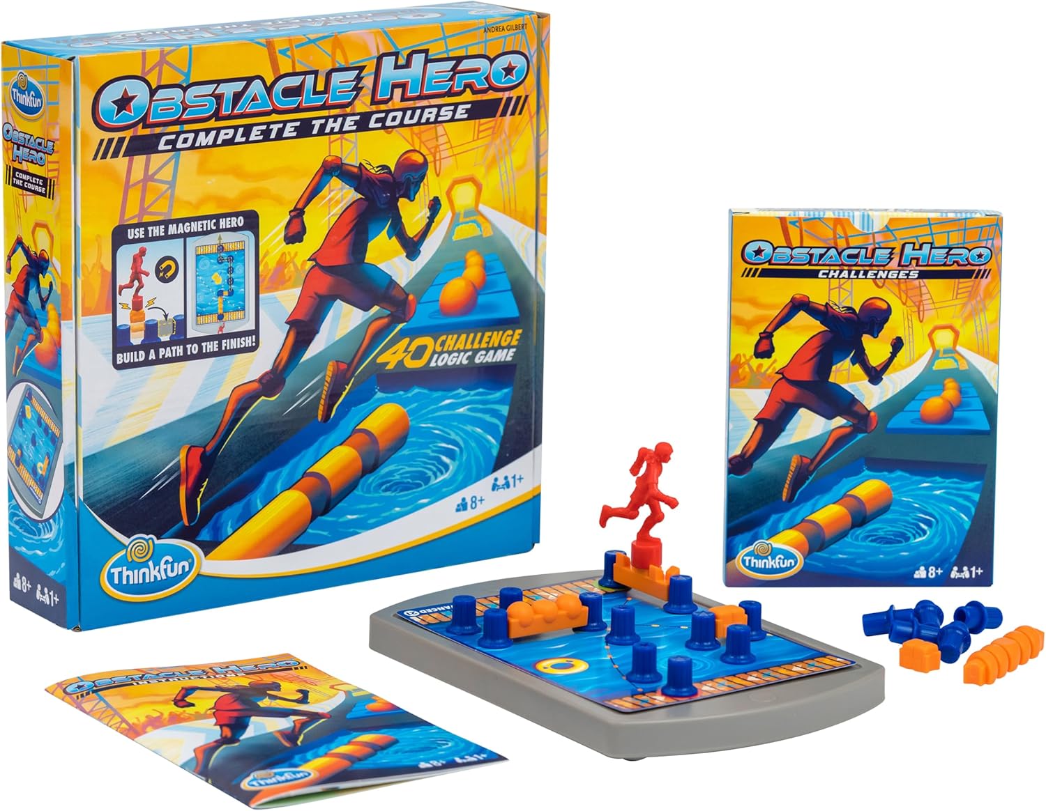 ThinkFun Obstacle Hero – Magnetic Logic Game | 40 Easy to Expert Challenges | Build Routes, Lift Obstacles, and Test Mental Agility |for Ages 8