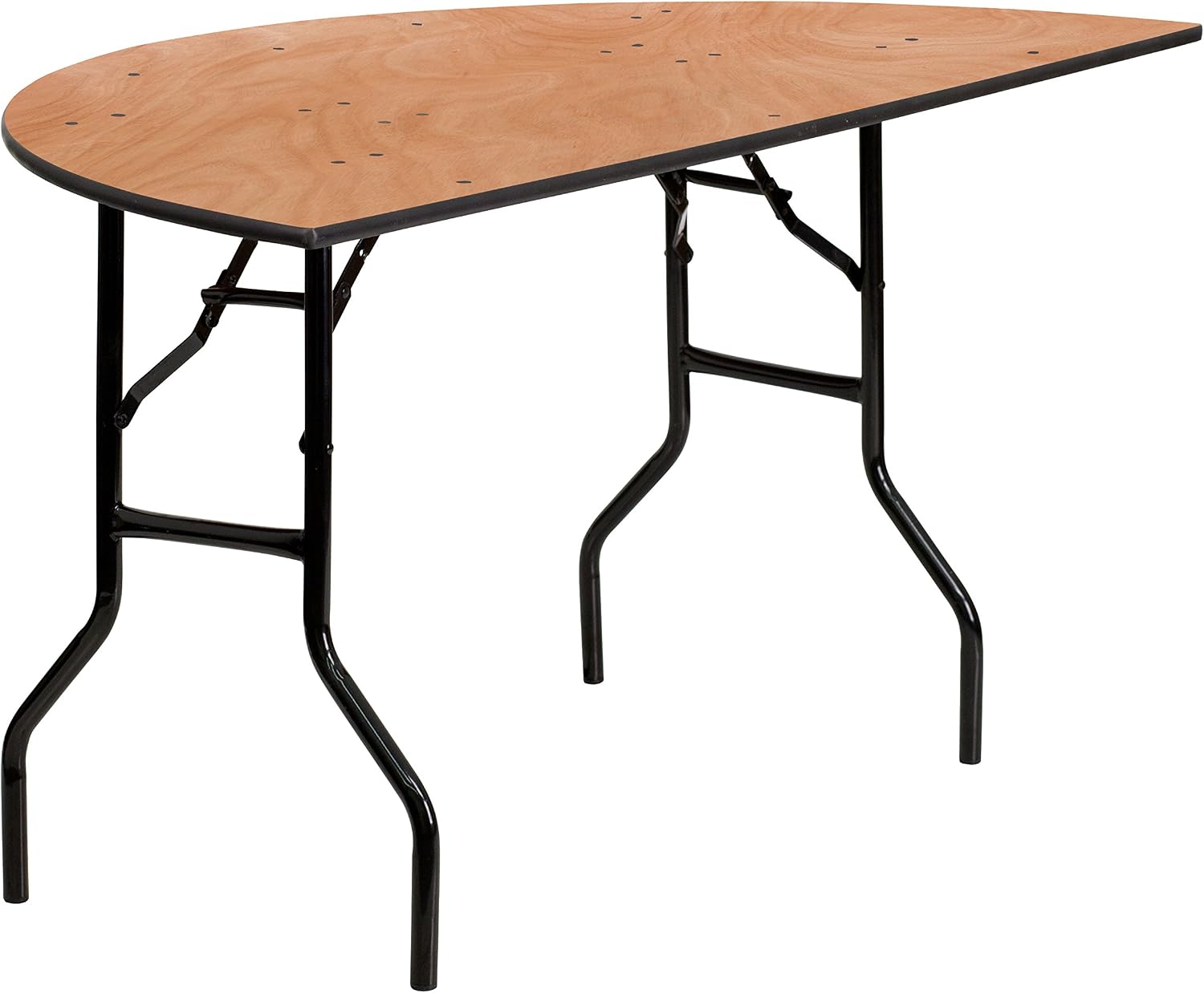 Flash Furniture Furman 5 Half-Round All-Occasion Wood Folding Event Table, Foldable Portable Half-Round Banquet Table with Wooden Top, NaturalBlack