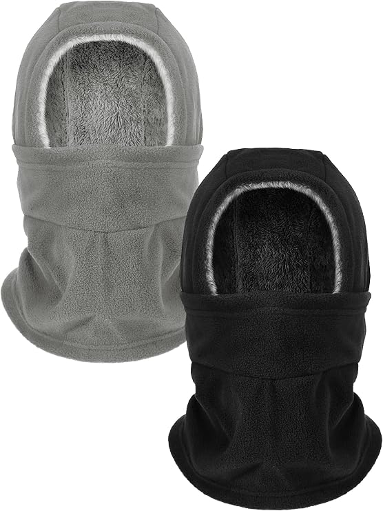 Geyoga Winter Fleece Balaclava Hat for Men Women Full Face Covering Scarf Hood Ski Mask with Drawstring