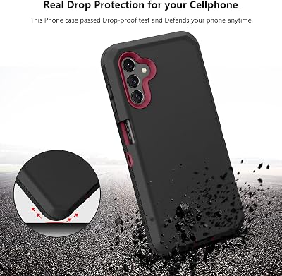 Galaxy A13 5G case, Jiunai Shockproof Heavy Duty Drop Protection Dual Layer Armor Outdoor Sport Tough Hybrid Bumper Rugged Rubber Defend Matte Phone Cover Case for Samsung Galaxy A13 5G 2021 Black Red