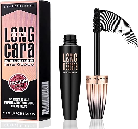 4D Silk Fiber Lash Mascara Black, Volume and Length Waterproof, Clump-Free, Long-Lasting,Natural Smudge Proof, Long Cara Volumising & Lengthening