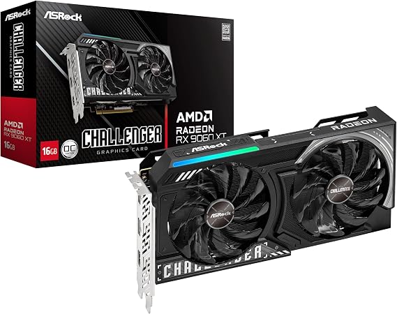 ASRock Rx9060 Xt Challenger 16Gb Oc Pcie5 16Gb Ddr6 Hdmi 2 Dp 3290Mhz Clock Led