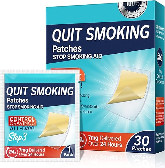 Quit Smoking Patches, Step 3 Stop Smoking Aids Patches, 7mg Quit Smoking Stickers that Work with 2 Weeks, Helping Quit Patch, Anti-Stickers- 30 Count