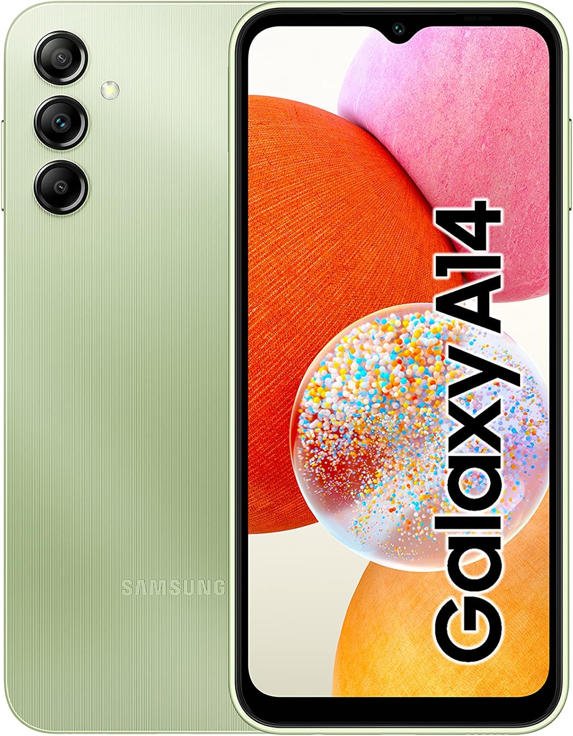 SAMSUNG Galaxy A14 SM-A145PDS Dual SIM,128GB  4GB, Factory Unlocked GSM, International Version Fast Car Charger Bundle - Green