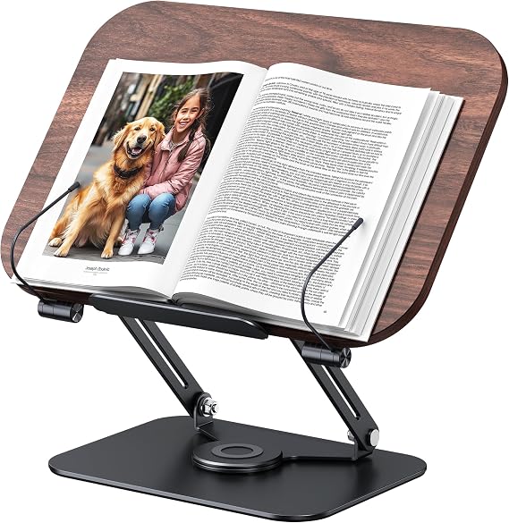 MOKURU Book Stand for Reading, 360 Adjustable Book Holder, Foldable Book Holder Stand, Cookbook Stand, Textbook Stand, Bible Stand, Music Scores Stand, Laptop Stand, Tablet Stand