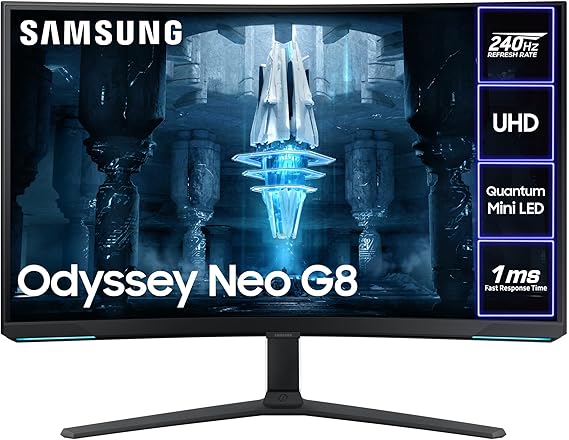 Samsung Odyssey Neo Quantum Mini LED G85NB LS32BG850NPXXU 32" Curved 4K Ultra HD Gaming Monitor Matte Screen - 240Hz, 1ms, 3840x2160, HDR2000, HDMI 2.1, 1000R, Freesync Premium Pro, Height Adjust