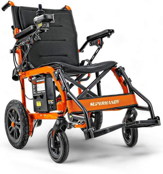 SuperHandy GoRide Series Electric Wheelchairs Lightweight, Foldable Power Chairs with Dual Brushless Motors, Zero-Turn Maneuverability & Electromagnetic Brake GoRide - 220 lb Max