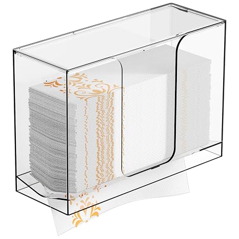 Cq Acrylic Wall Mount Multifold Paper Towel Dispenser & Box for Bathroom,Home -10.2x3.7x7.1 Inch - Clear Commercial Paper Towel Holder for Folded,Z Fold,C Fold,Trifold,Napkin,Hand Paper Towel
