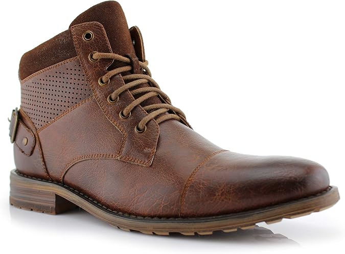 Polar Fox Men's Casual Cap-Toe Ankle Boot Collection | Lace-Up Work, Combat, and Chukka Styles