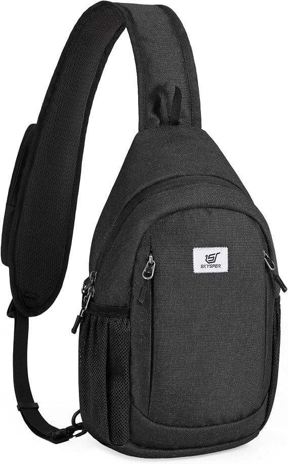SKYSPER Sling Bag RFID Cross Body Bag Anti Theft Crossbody Backpack Travel Shoulder Daypack(Black)