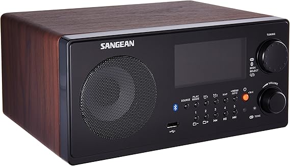 Sangean WR-22WL AM/FM-RDS/Bluetooth/USB Table-Top Digital Tuning Receiver Dark Walnut Parallel Import