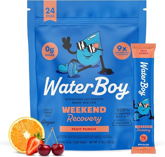 Waterboy Weekend Recovery, Fruit Punch, Sugar Free Electrolytes 24ct