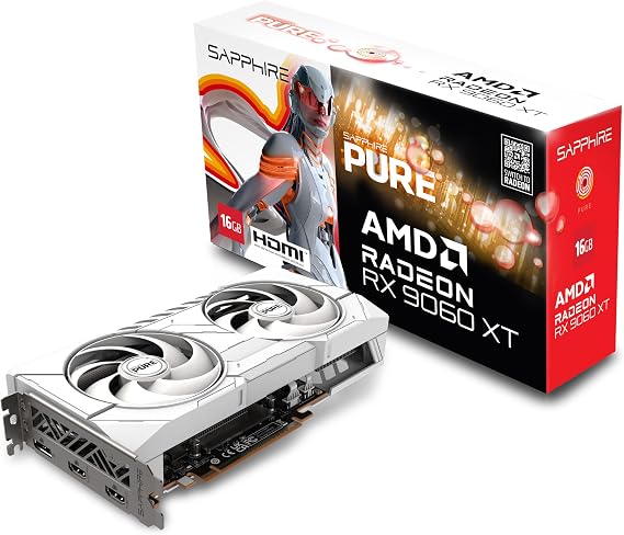 SAPPHIRE PURE AMD RADEON™ RX 9060 XT GAMING OC 16GB DUAL HDMI/DP GPU, Graphics Card