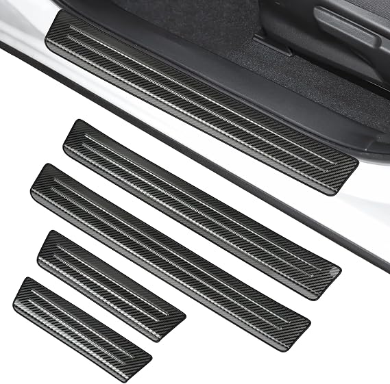 Door Sill Protector fit for Subaru Crosstrek 2024 Door Sill Scuff Plate Guard Cover Trims Stainless Steel (Carbon Fiber Black)