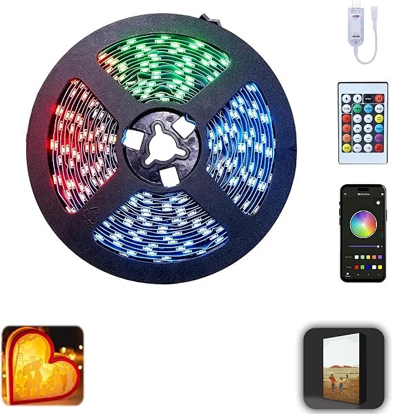 WS2812B RGB LED Strip Light-KA001 5M/16.4FT APP Remote Control for Bambu Lab X1/P1P/P2S/H2D 3D Printer Accessories MakerWorld Models Lamp 300 LEDs