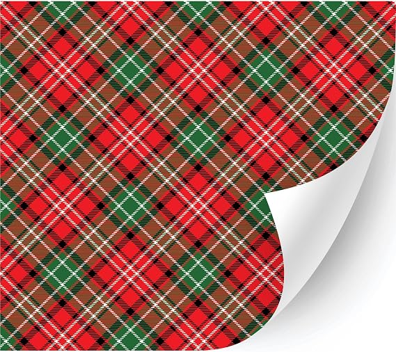 Plaid & Checker Box Patterned Adhesive Vinyl (Christmas Plaid, 13.5" x 1YD) - Glossy Die Craft Cutters Machine, DIY Craft Project, Scrapbooking