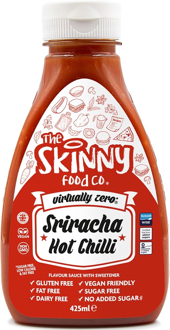 Skinny Food Co Sugar Free Sriracha Sauce 425ml - Virtually Zero Calorie - Vegan & Keto-Friendly - Sugar Free Stir Fry Sauce - Gluten Free