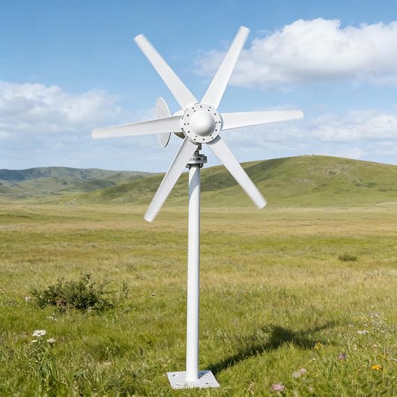 800W Wind Turbine Generator Kit 12V/24V, 6-Blade Turbina Eolica with MPPT Controller, Low Start Wind Speed Renewable Energy Solution, Vertical Windmill Power System for Home Farm RV Boat,