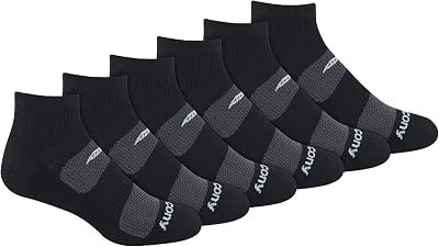 Saucony Mens Rundry Mesh Quarter Socks 6-Pack