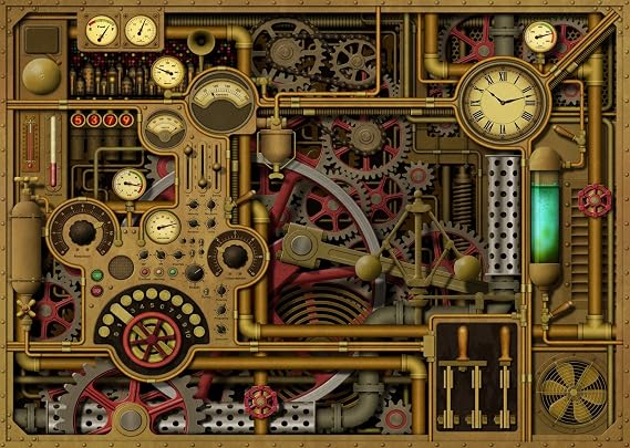 BELECO 10x8ft Fabric Antique Steampunk Backdrop Retro Old Metal Clocks Dials Gears Cogs Pipes Switches Industrial Background Vintage Steam Machine Party Decor Wallpaper Banner Photo Studio Props