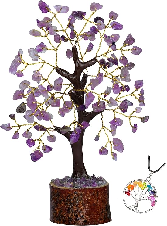 Amethyst Crystals - Crystal Tree of Life - Gem Tree - Stones and Crystals - Decorations for Living Room - Money Tree - Tree Ornaments - Gem Stones -positivity Gifts (SYT-AM-7-8-UK)