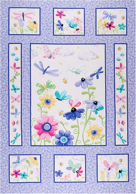 Susybee Flutter the Butterfly Quilt 36" Panel Lilac, Fabric by the Yard