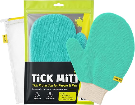 TiCK MiTT Blue Protective Glove for Tick Removal from Pets & Humans - Easy, Gentle, Chemical-Free Tick Handling - Portable & Durable for Outdoor Adventures
