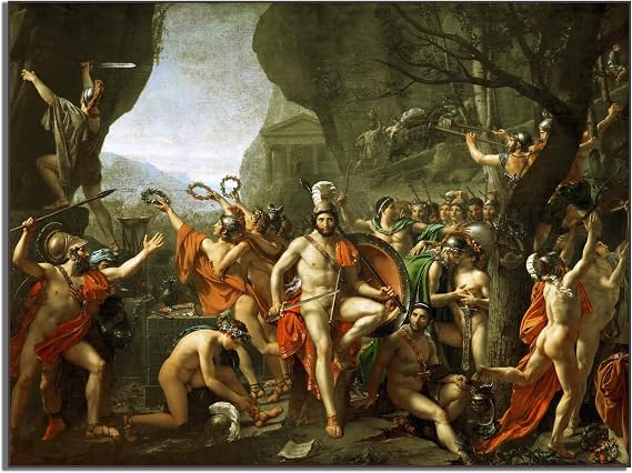 OKRA Jacques Louis David Prints - Leonidas At Thermopylae Canvas Wall Art - Neoclassical Art Prints -War Painting - Kitchen Bathroom Living Room Cool Wall Decor Unframed(9x12in/23x30cm)