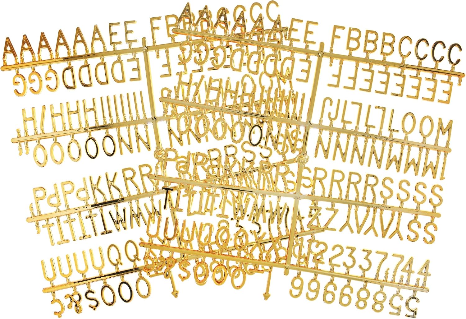 34 Inch Letters for Felt Letter Boards, 294 Pieces Including Characters, Numbers & Symbols for Changeable Plastic Message Boards Gold