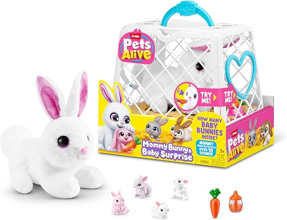 Pets Alive Mama Bunny & Baby Surprise, Series 1, Electronic Pet for Girls, Mail Box
