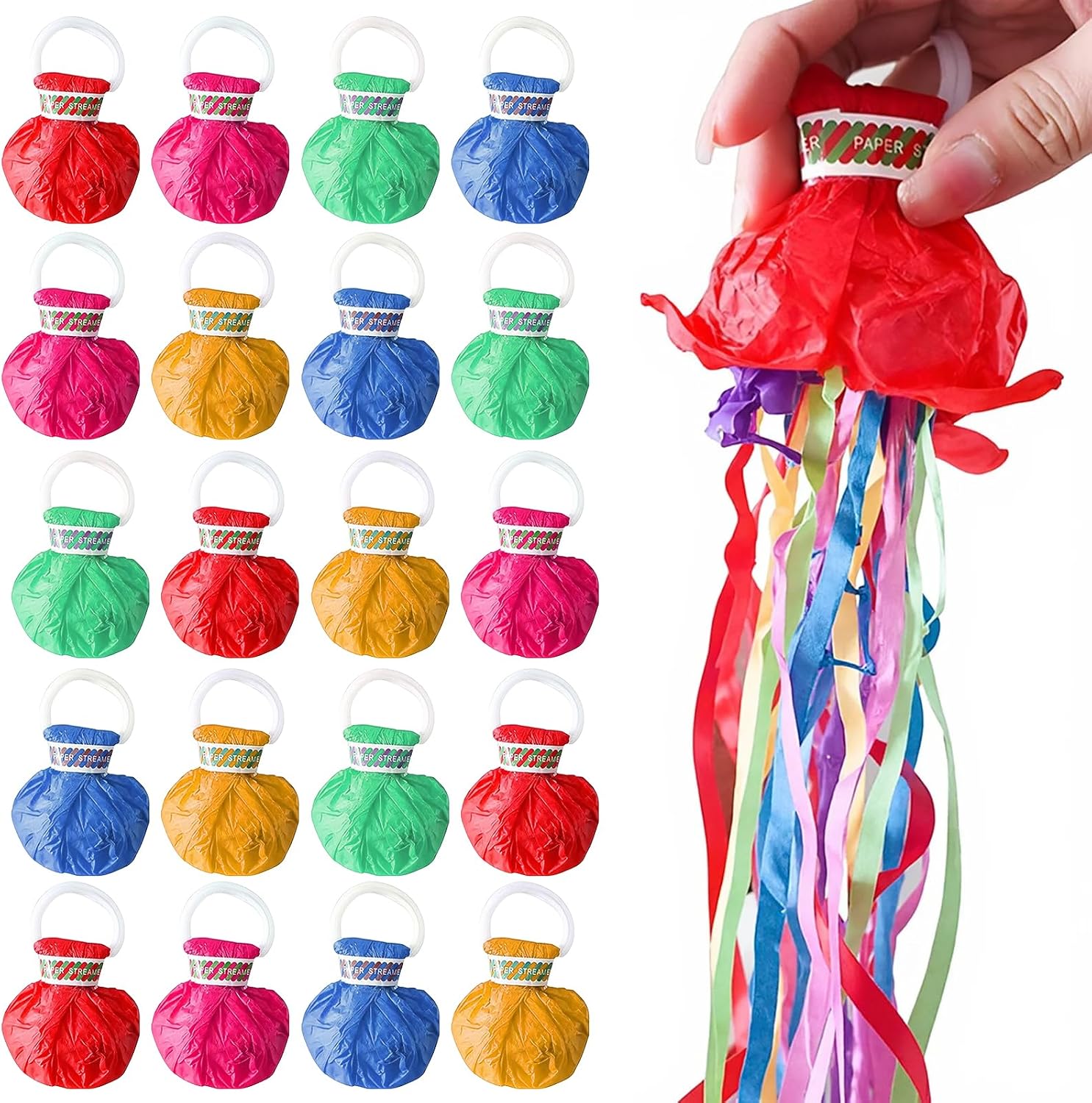 20 Pack Hand Throw Streamers, Party Streamers, Rainbow Hand Throw Crepe Paper Streamer for Celebration Birthday Engagement Wedding Graduation Party(Multi Color)