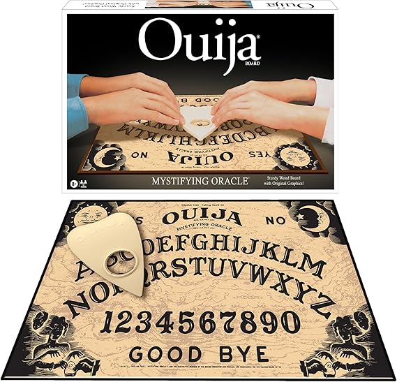 Classic Ouija with 1990s Artwork by Winning Moves Games, Sturdy Wood Premium Talking Spirit Board, for 2 or More Players, Ages 8 and Up
