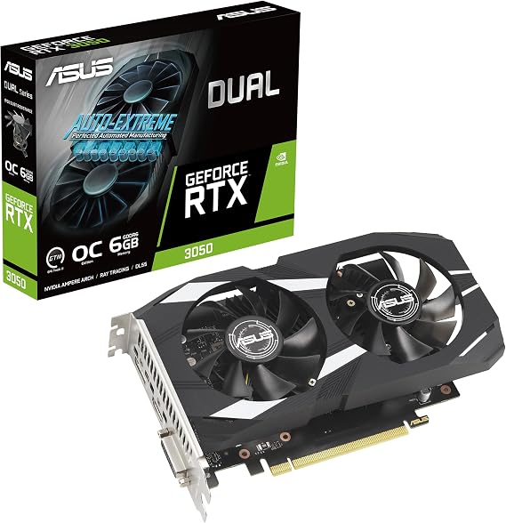 ASUS GeForce RTX 3050 LP BRK OC Edition 6GB GDDR6 (IP5X dust resistance, dual ball bearings, stainless steel bracket, PCIe 4.0, DLSS 3, HDMI 2.1, DisplayPort 1.4a, DVI-D and more)