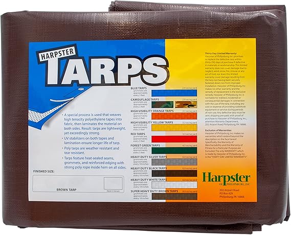 12 Ft. x 20 Ft. Super Heavy Duty 8 Oz. Brown Tarp - 16 Mil Thick